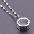 Silver round stainless steel locket pendant necklace with clear glass floating frame - Inner Diameter 10mm / Steel