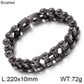 Pulsera de cadena de bici 11mm rock hip hop para hombre con acabado metal cepillado - 22cm Negro Cepillado (KB51662-D)