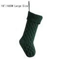 Großer 46 cm dunkelgrüner Strick-Weihnachtsstrumpf mit Rautenmuster für die Weihnachtsdeko - Dunkelgrün