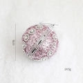 Pink 8cm Christmas ball ornament with sparkling glitter, rhinestones and silver hanging loop - Pink Rhinestone Ball
