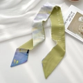 Artistic watercolor twilly scarf in green and lilac with Believe You Can text - Looking Afar
