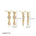 Detailed view of 18K gold plated earrings set with sizes 21mm and 20mm on white background - Zircon Tassel 2 Pairs Set