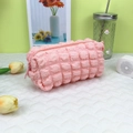 Trousse rose à texture bulles et grande capacité pour stylos et maquillage - Rose