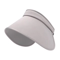 Light grey wide brim sun visor hat with stylish side lettering for outdoor UV protection - Adjustable / Gray