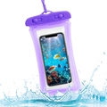 Waterproof purple phone pouch with clear window and floating water splash design - Air Cushion Style / Purple