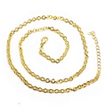 Close-up of golden ball chain necklace with lobster clasp and adjustable extension chain - Loop Chain 2