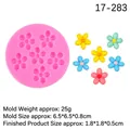 Pink silicone mold with seven flower patterns for chocolate and fondant crafting - Seven-Hole Flower Style (17-283) / Pink