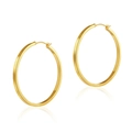 Pendientes de aro de latón chapado en oro de 18K con acabado pulido y reflejo de espejo - M / Oro Brillante