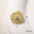 Golden round Evil Eye charm with white zircons for DIY jewelry making 15x19mm - E004G Classic Round Eye