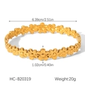 Gedetailleerde afmetingen van de gouden stalen bloemarmband met 6,39 cm diameter en 20 g gewicht - Prachtig Ontwerp met Kleine Bloemen (HC-B20319) / Goud