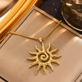 Golden sun pendant necklace with snake chain displayed in a luxury brown jewelry box - 01 18k Gold A-33