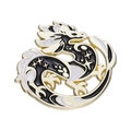 Cartoon style black and gold dragon enamel brooch with intricate star patterns - Star Dragon