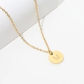 Polished 18k gold plated stainless steel pearl necklace with letter M pendant - Gold M