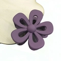 Purple matte flower hair claw clip with hollow five-petal design for daily styling - 7cm Hollow Flower Claw / Purple
