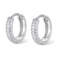 Boucles d'oreilles créoles S925 argent avec trois rangées de zircons cubiques - Argent-Diamètre Intérieur 10mm