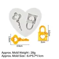 Molde de silicona llave y candado de corazón con dimensiones para fondant y resina - Estilo 2 (15-383) / Gris