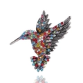 Sparkling hummingbird brooch with colorful rhinestones in vintage silver alloy finish - Antique Silver Colorful
