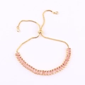 Bracelet tennis en zircons roses rectangulaires avec chaîne dorée ajustable - Fermoir Coulissant Or-Rose