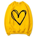 Damen Sweatshirt in leuchtendem Gelb mit Herzmuster und langen Ärmeln für Valentinstag - Gelb