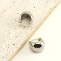 Orecchini a goccia in argento lucido con design a C cava in acciaio inossidabile - Color Acciaio