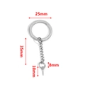 Porte-clés en acier inoxydable argenté avec chaîne et anneau de 25 mm de diamètre - Anneau Plat 25mm + Chaîne Simple + Vis à Œil