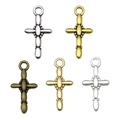 Set van 5 vintage kruishangers in zilver goud en brons voor DIY sieraden maken - Gesplitst Kruis 23x12mm