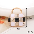 Detailed view of rhinestone handbag charm with dimensions 4.3cm by 4cm and weight 21.7g - D218 Enamel Bag (Black/White)