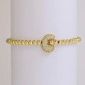 18k gold plated beaded bracelet with micro-paved zircon C-shape bubble letter charm - Letter C