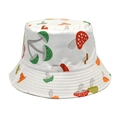 Detail of white bucket hat featuring colorful mushroom print with fine fabric texture - M (56-58cm) / White Colorful Mushroom All-over Print Style (24#)