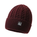 Bonnet en maille torsadée bordeaux d'hiver avec doublure polaire et protège-oreilles - Rouge