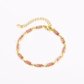 Pink marble-textured gemstone bracelet with 18K gold-plated chain and lobster clasp - Gold with Pink Rhinestone