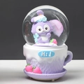 StellaLou crystal ball music box with purple cup base and cute strawberry decorations - 2440 Purple Base / Medium 80# LED Light+Music