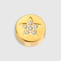 Ciondolo tondo lucido placcato oro 14k con una delicata stella di sei pietre luccicanti - A stella / Oro