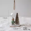 Christmas glass dome ornament featuring miniature tree and doll on a wooden base - Hanging Small Glass Dome - Boy (34g)