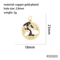 Ciondolo albero della vita dorato con pietre micro-incastonate nere e dimensioni d'uso - P02003 - Albero della Vita Oro Zircone Nero
