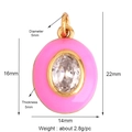 Pink heart pendant with gold base and faceted crystal gem including size measurements - Oval Pink