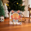 Transparente Weihnachts-Geschenkbox mit Rentier-Motiv, goldenem Griff und Schneeflocken, 9,6cm - Neuer Weihnachtshirsch
