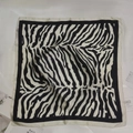 Elegant square neckerchief with black and white zebra print and satin silk finish - Zebra-print Black Square Scarf / 65