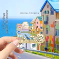 Souvenir metal Weihai city fridge magnet with colorful coastal architecture scenery - Torch Eight Street