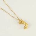 Golden titanium steel necklace with 3D bubble style letter J pendant on thin chain - Letter J [Gold]