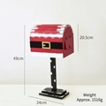 Standing wooden Christmas mailbox ornament with red Santa suit design and white snow dots - Belt Mailbox Style