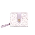 Cute Japanese style cat wallet for women in lavender and white with zipper and buckle - Purple