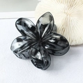 Matte flower hair claw clip in smoky grey translucent finish for half-up hairstyles - Glossy Grey Leopard