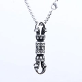 Retro stainless steel vajra pestle necklace pendant with mantra engraving on white backdrop - Pendant Only (No Chain)