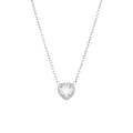 Elegant heart-shaped silver necklace with clear zircon stones and adjustable cable chain - Heart Necklace / Silver (White Stone)