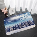 Winter snow forest scene flannel absorbent floor mat on dark wooden floor - 40x60cm / Style 4
