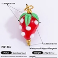 18k gold plated stainless steel strawberry pendant charm with size and weight info - Red Strawberry(PJ91236)