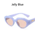 Occhiali da sole geometrici irregolari con montatura blu gelatina e lenti color ambra - Blu Gelatina