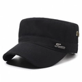 Casquette cadet noire pour hommes en coton avec plaque Jeans et œillets d'aération - Réglable / Noir