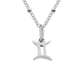 Fashionable silver Gemini zodiac sign pendant necklace with stainless steel bead chain - Gemini / Silver